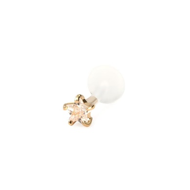 Labret av 14 karat gull med stjerneformet sten og ptfe stav