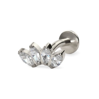Navlepiercing i titan med stener med marquise-design
