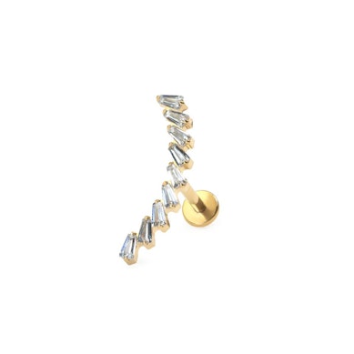 Labret av titan med bue av stener
