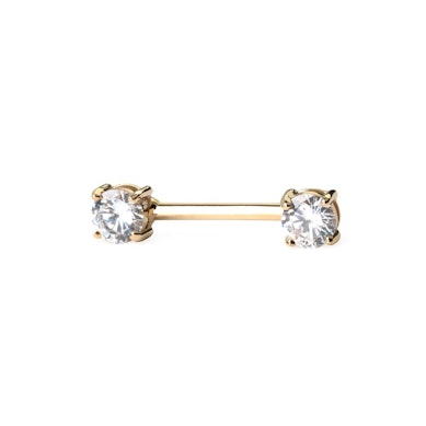 Brystpiercing av 14 karat gull med sten