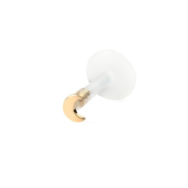 Labret av 14 karat gull med halvmåne
