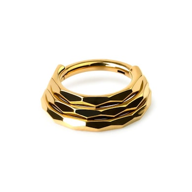 Trippel-look multifasettert ring i titan