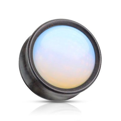 Plug av tre med stor konveks opalite