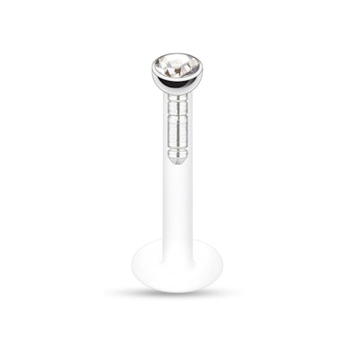 Labret av ptfe med mange forskjellige fargede stener