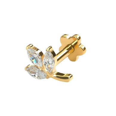 Labret formet som blad med bakside av titan