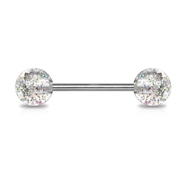 Tungepiercing av titan med glimmerkuler