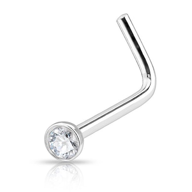 Nesepiercing av titan med sten