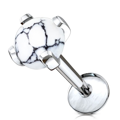 Labret med 4 kroneinnfattetede edelstener med valgmuligheter