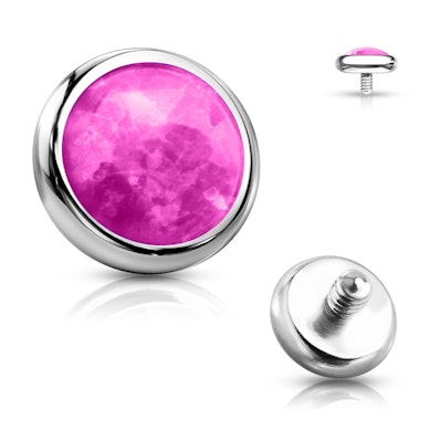 Flat dermal anchor med opalsten.