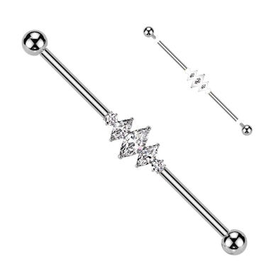 Industrial barbell med marquise-stener