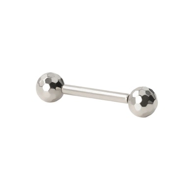 Push-in labret av titan med diskokuler i hver ende
