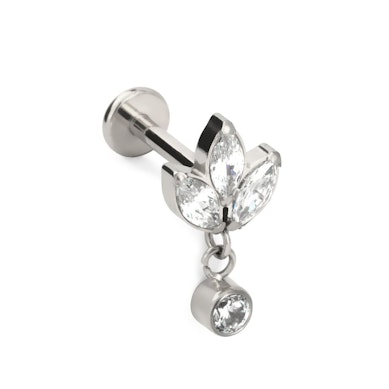 Labret av titan med lotusblomstdesign og anheng med sten