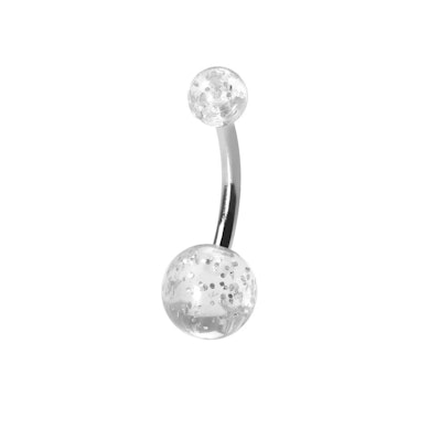 Navlepiercing av titan med glimmerkuler