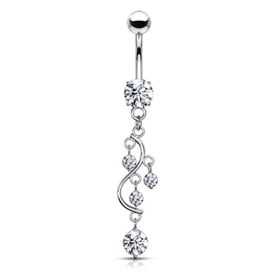 Navlepiercing med stener i s-form
