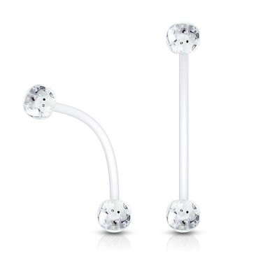 Navlepiercing til gravide med glitterkuler