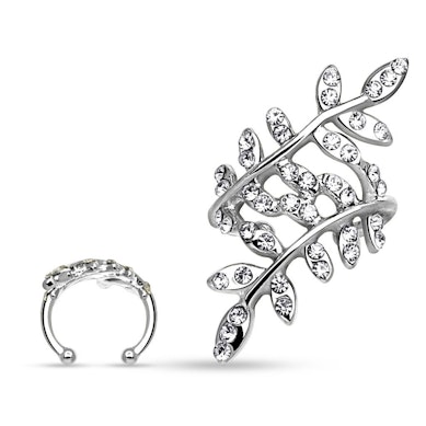 Earcuff med stenbesatte blader