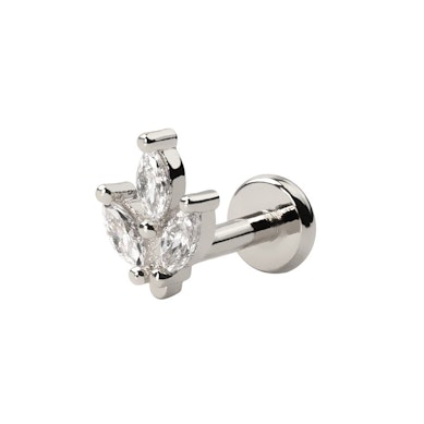 Push-in labret med marquise-formet sten