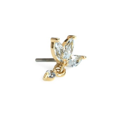 14K push-in-top med anheng med lotusblomst