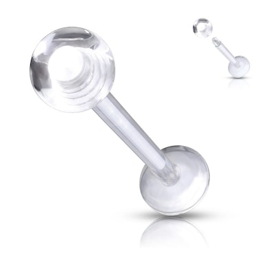 Gjennomsiktig labret retainer med kule