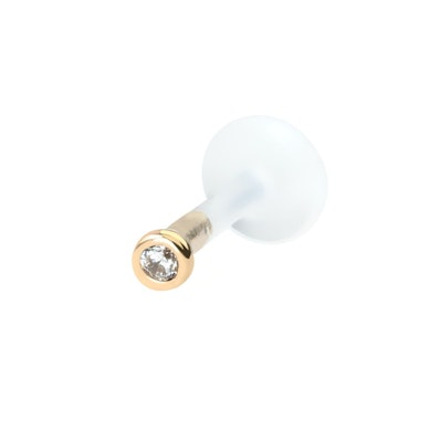 Labret av 14 karat gull med sten og ptfe stav