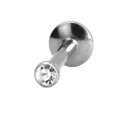 Labret med liten sten og innvendig gjenge
