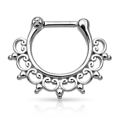 Septumpiercing av kirurgisk stål med ornamentert design