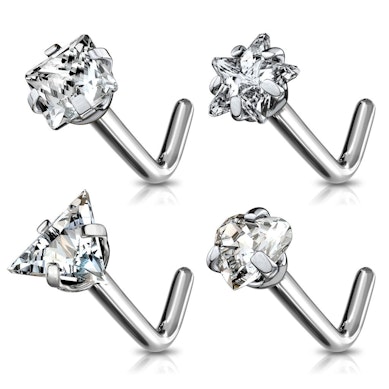 Nesepiercing av titan med forskjellige stendesign