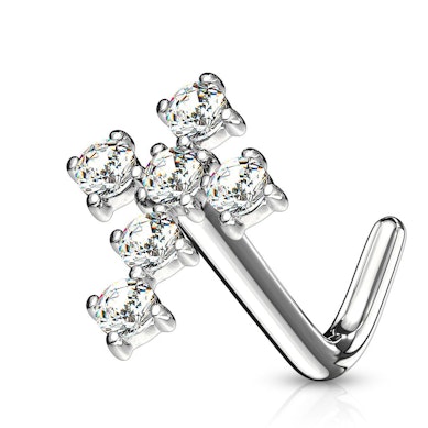 Nesepiercing av 14 karat gull med kors av sten