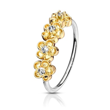 Enkel ring med 4 blomster på siden