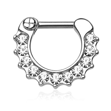 Septumpiercing med stenbesatt kant