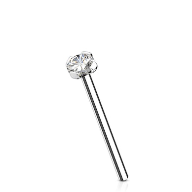 Fish tail nesepiercing av 14 karat gull med sten