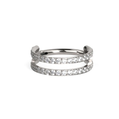 Dobbel titanring med stener