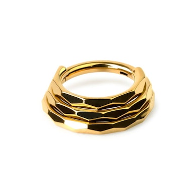 Trippel-look multifasettert ring i titan