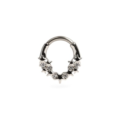 Forovervendt ring med stjerner og stener
