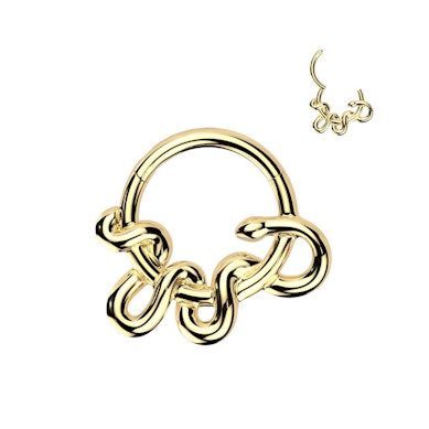 Forovervendt hengslet ring med slange