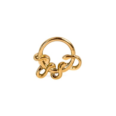 Forovervendt hengslet ring med slange