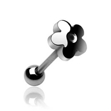 Tungepiercing med liten blomst