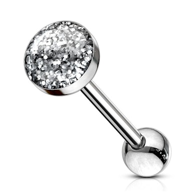 Tungepiercing med glimmerkule