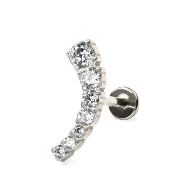 Push-in labret i titan med buet topp og stener