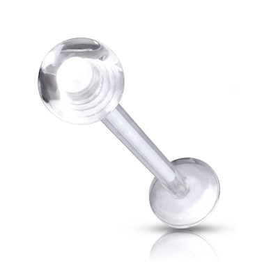 Gjennomsiktig labret retainer med kule