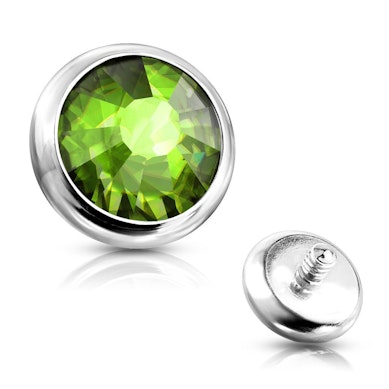 Dermal anchor disk i forskjellige farger.