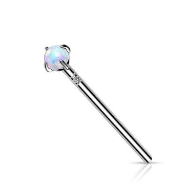 Fish tail nesepiercing av 14 karat gull med opalsten i enden