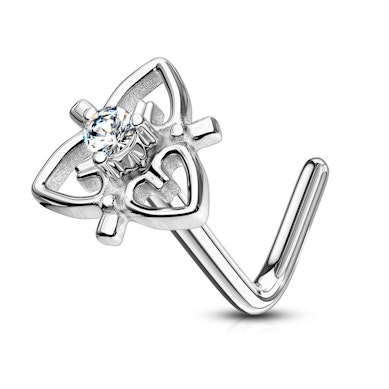 Nesepiercing med hjertefiligran og sten