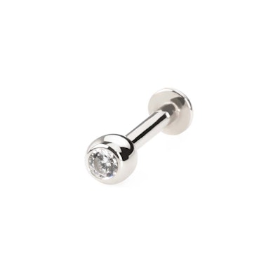 Labret av 14K gull med sten