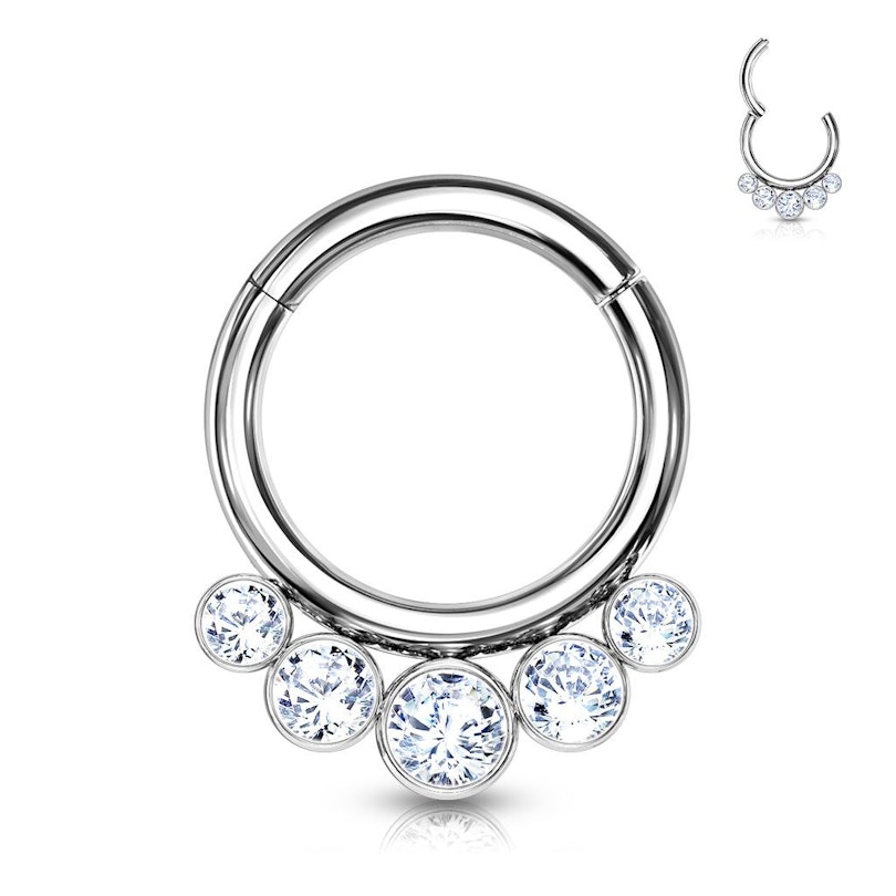 Excentriske Ringe Søtt og elegant smykke av titan med hengsel og fem stener