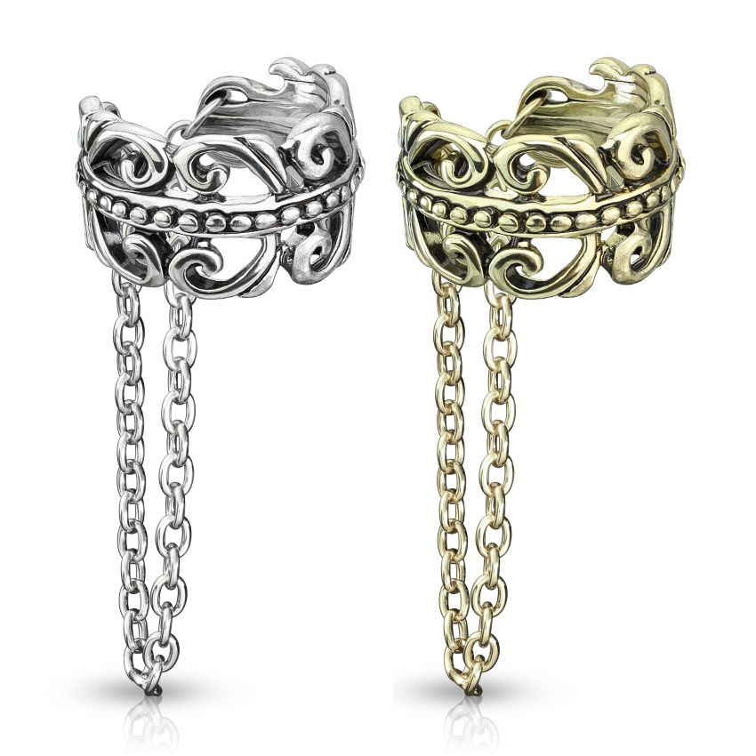Earcuff med keltisk hjerte og kjede