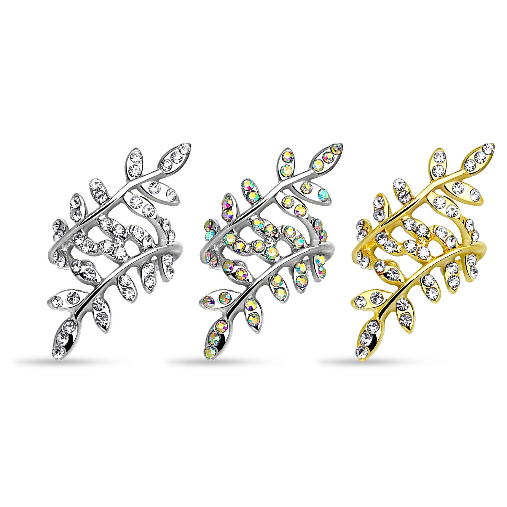 Earcuff med stenbesatte blader