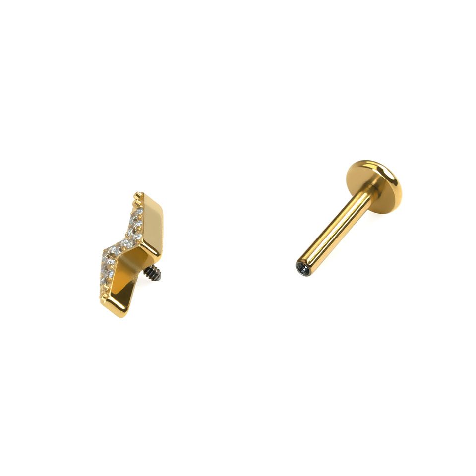 Lynbolt-labret av titan med stener