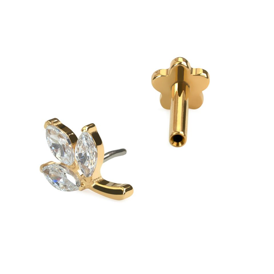 Labret formet som blad med bakside av titan