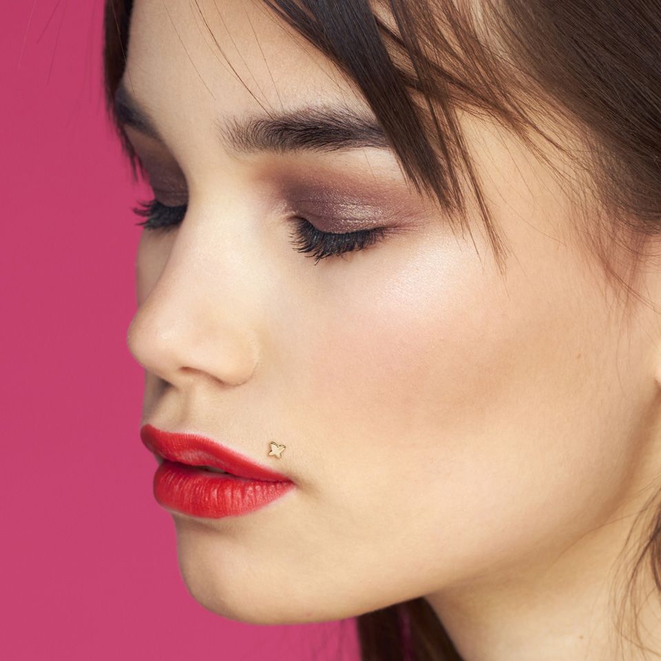 Sommerfugl labret av 14 karat gull med ptfe stav